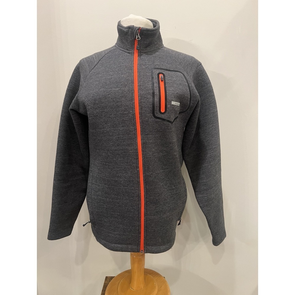 Avalanche Full Zip Cotton Jacket Sweater Mens Size Small Gray Red Zip Pockets